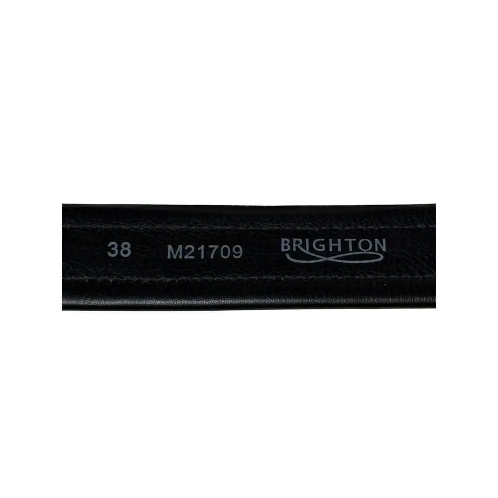 Brighton Two Tone Leather Belt Men's Size 38 Black Brown Silver Buckle Classic - Picture 5 of 5